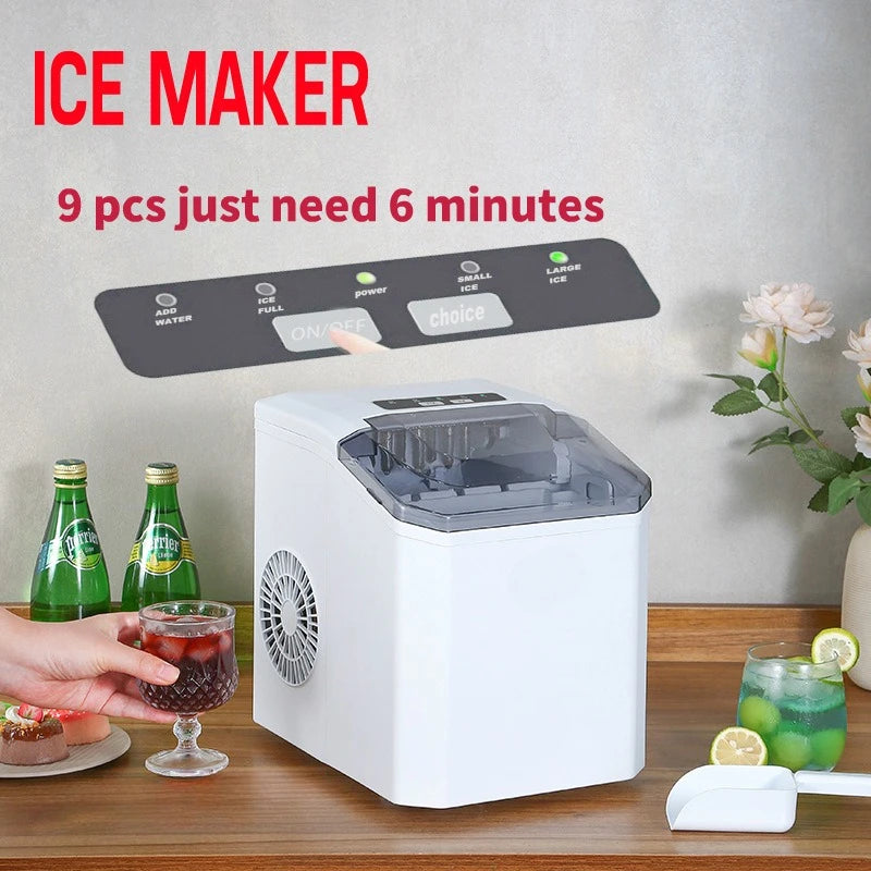 Automatic Mini Electric Ice Cube Maker – Portable Ice Machine for Bar, Home, Kitchen & Office, 9 Cubes in 6 Minutes