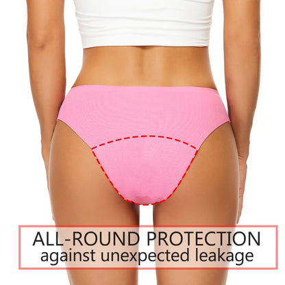 Seamless Cotton Menstrual Panties – 4-Layer Leakproof Fast-Absorption Period Underwear for Teens, Mid-Rise Incontinence Macaron Undies