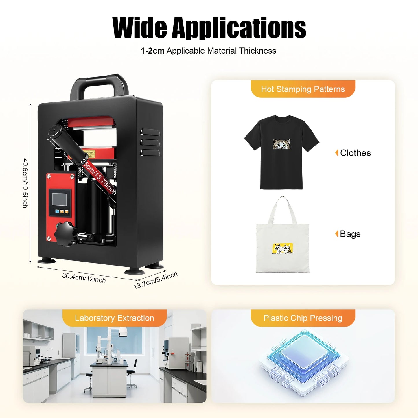 900W/1200W 5T Manual Hydraulic Rosin Heat Press – Dual Plate Oil & Wax Extraction Tool