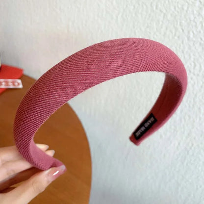 Vintage Red Woolen Velvet Headband – Women's Side Sponge Hair Hoop for Christmas & Fashion Accessories