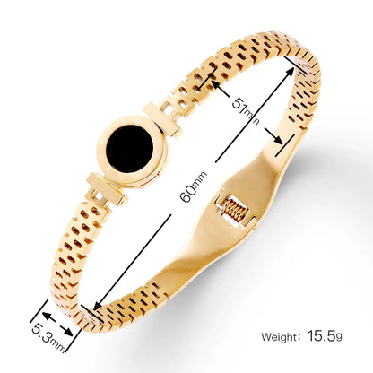 Titanium Steel Stainless Steel Zircon Inlaid Gold Plated Bracelet – Classic & Simple Style for Women's Daily Wear