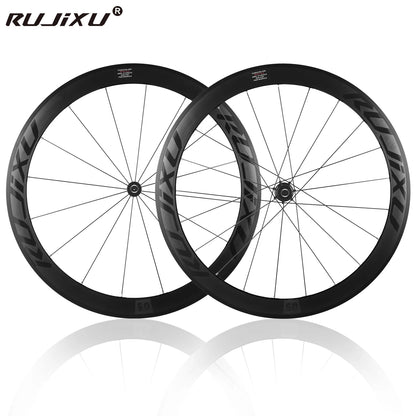 700C Carbon Fiber Road Bike Wheelset - Lightweight V Brake Aluminum Alloy 30/40/50mm Deep Rim with 120mm Hub