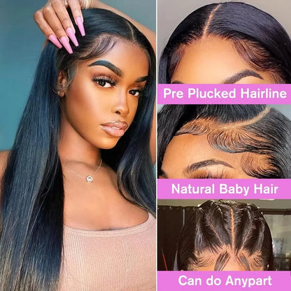 Brazilian Bone Straight Human Hair Wig - 30 32 Inch HD Transparent Lace Front 13x4 13x6 5x5 6x4 Glueless Lace Frontal Wig