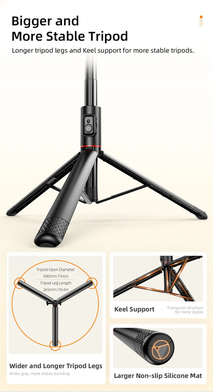 Selfieshow Wireless Selfie Stick – 72 Inch Portable Aluminum Alloy Tripod with Bluetooth Remote for iOS & Android Phones
