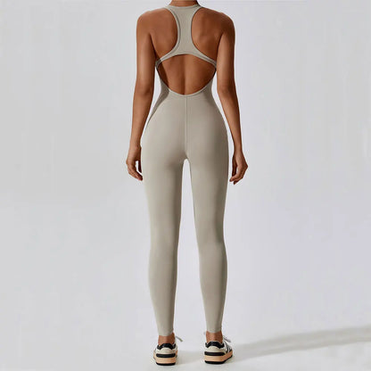 Women's Yoga Jumpsuit Fitness Set - Gym Clothing and Pilates Workout Clothes with Push-Up Activewear