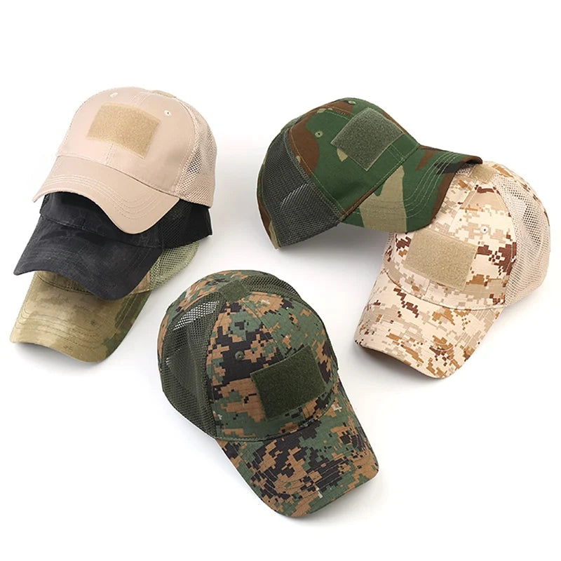 Outdoor Multicam Camouflage Adjustable Cap - Mesh Tactical Snapback Hat for Airsoft, Fishing, Hunting, Hiking, Basketball