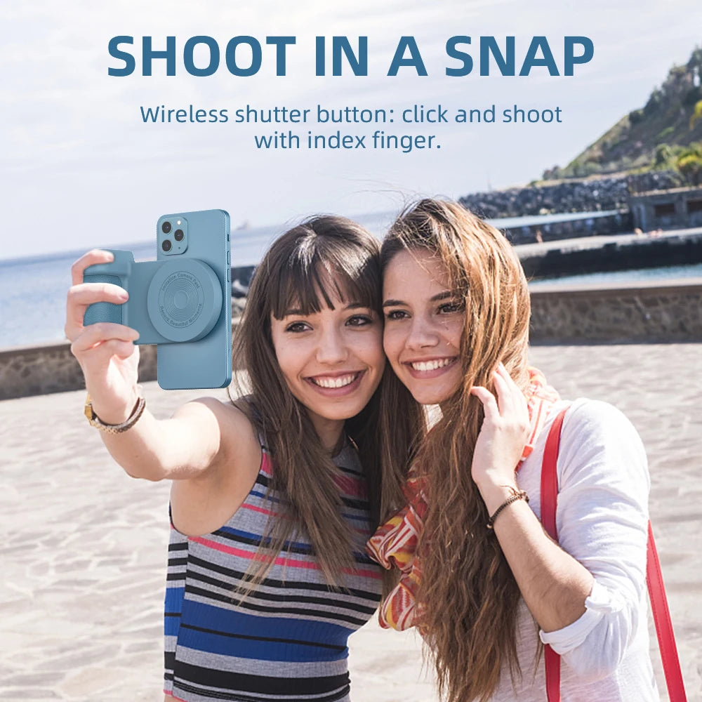3-in-1 Camera Holder Grip: Multifunctional Magnetic Selfie Photo Bracket with Charging & Bluetooth Compatibility - Anti-shake for Android/iOS