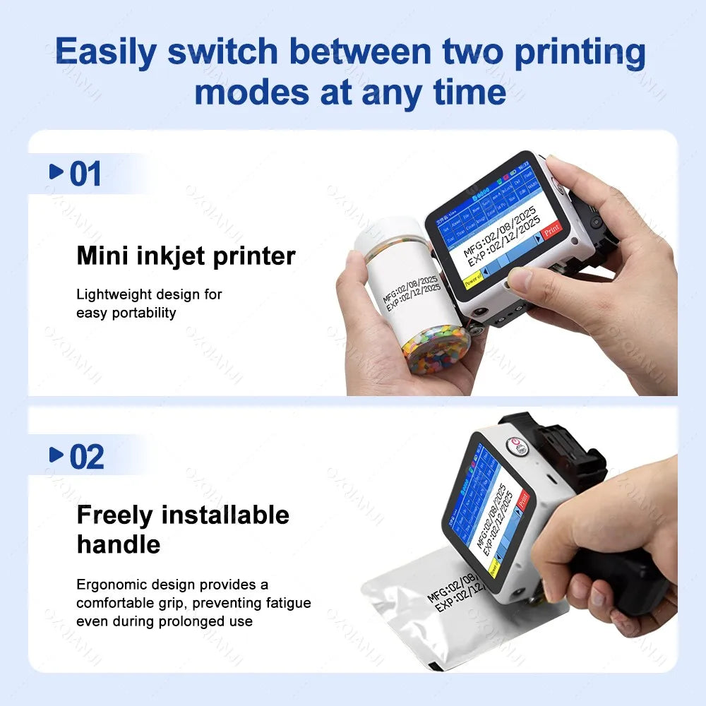 12.7mm Mini Handheld Inkjet Printer – Portable Coding Machine for Date, Batch, Logo & Plastic Label Printing (28 Languages Support)