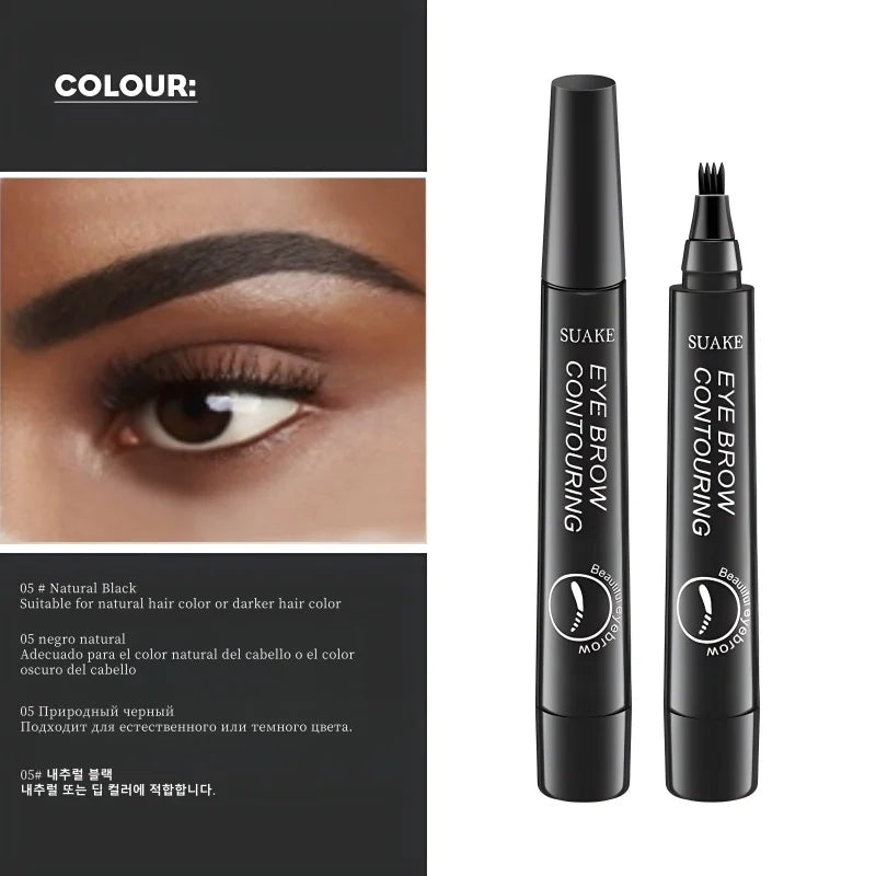 4D Microblading Eyebrow Pen – 4-Fork Tip Waterproof Long-Lasting Eyebrow Tattoo Pencil for Natural Fine Hair-Like Makeup