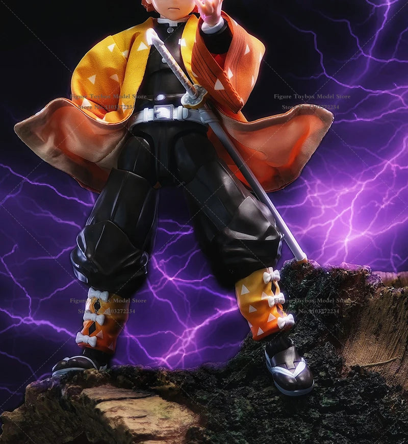 1/12 Scale Agatsuma Zenitsu Anime Figure – Orange Kimono Coat for 6" SHF Soldier Doll Accessories