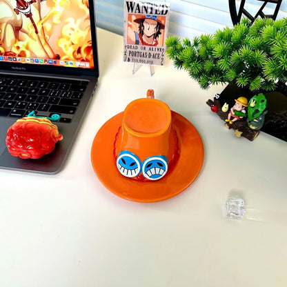 One Piece Mug – Creative Three Brothers Hat Shaped Coffee Cup, Anime Chopper, Ace & Sabo Ceramic Water Cup for Parties
