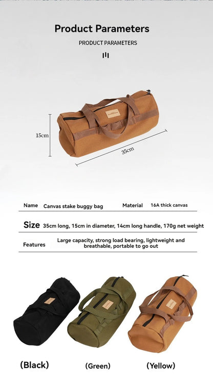 Cylinder Handheld Storage Bag – Large Capacity Thickened Camping Tent Peg and Tool Organizer Bag