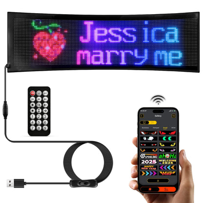 Flexible RGB LED Matrix Display Panel - Bluetooth Scrolling Text, Animations & Smart Car Advertising Light