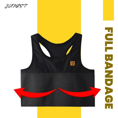 Quick-Dry Pullover Chest Binder – Sports Wear Short Vest Corset with Full Bandage Support, Plus Size