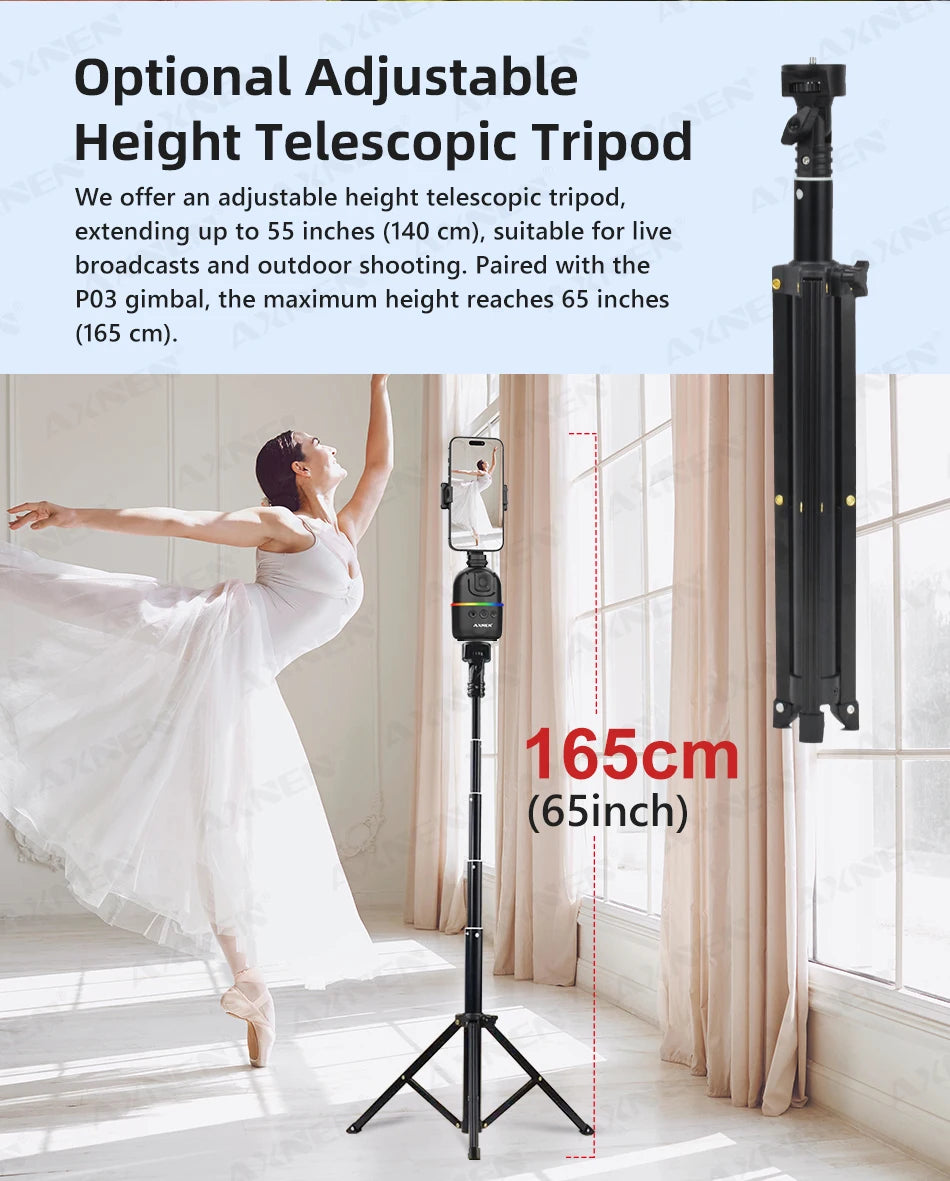 Smart Auto Face Tracking AI Gimbal – 360° Desktop Vlog Stabilizer for Smartphone & Action Camera (Tripod Optional)