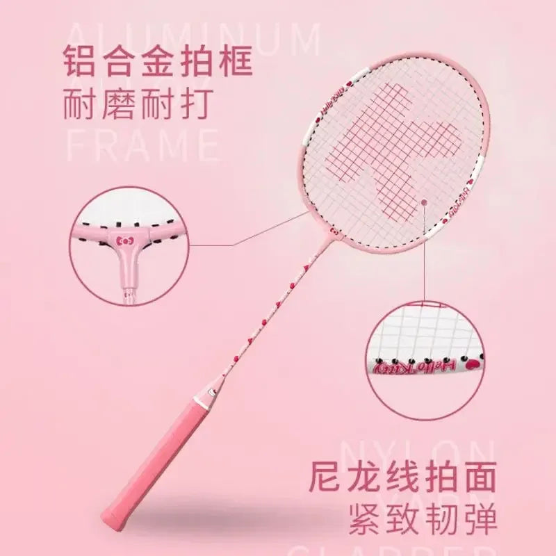Hello Kitty Kawaii Anime Badminton Racket Set – Ultra-Light Durable Double Rackets, Cute Sports Gift