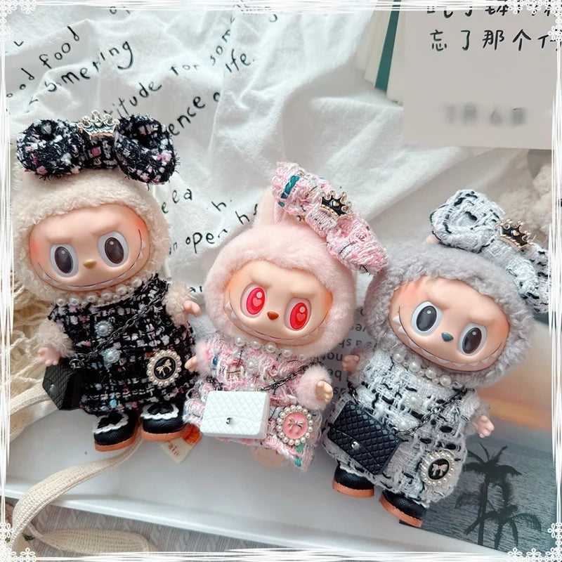 17cm Labubu Doll Accessories - Luxury Sweet Woolen Suit, Crossbody Bag & Princess Shoes Set