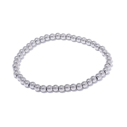 Yhpup Stainless Steel Beaded Elastic Bracelet – Waterproof Gold Tone Handmade Bangle, 3–6mm Unisex Daily Jewelry Wholesale Wristwear