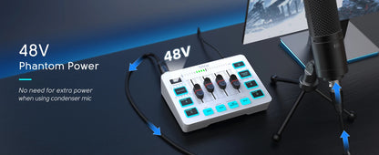 FIFINE 4-Channel USB Gaming Mixer with XLR Mic Interface – RGB Sound Mixer for Game, Podcast & Streaming AmpliGame SC3W