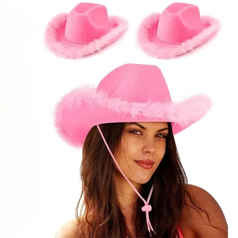 Burlap Cowboy Hat – Pink Western Hat for Birthday Girls, Weddings & Bachelorette Party Dress Accessories