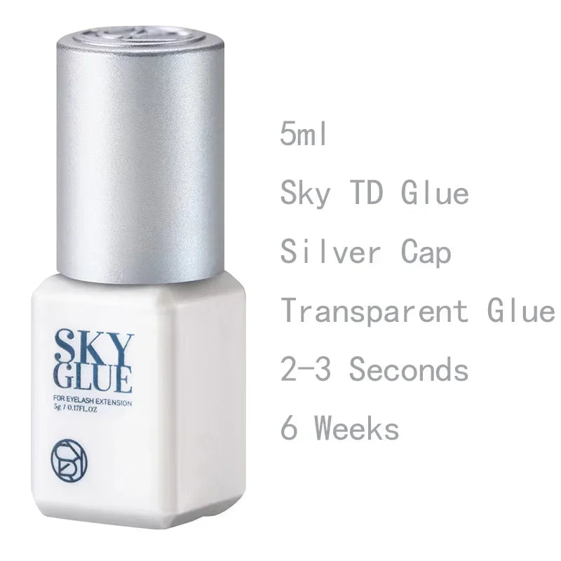 Sky Glue Eyelash Extension Adhesive 5ml – Fast-Drying 0.5s False Lash Glue with Makeup Bag