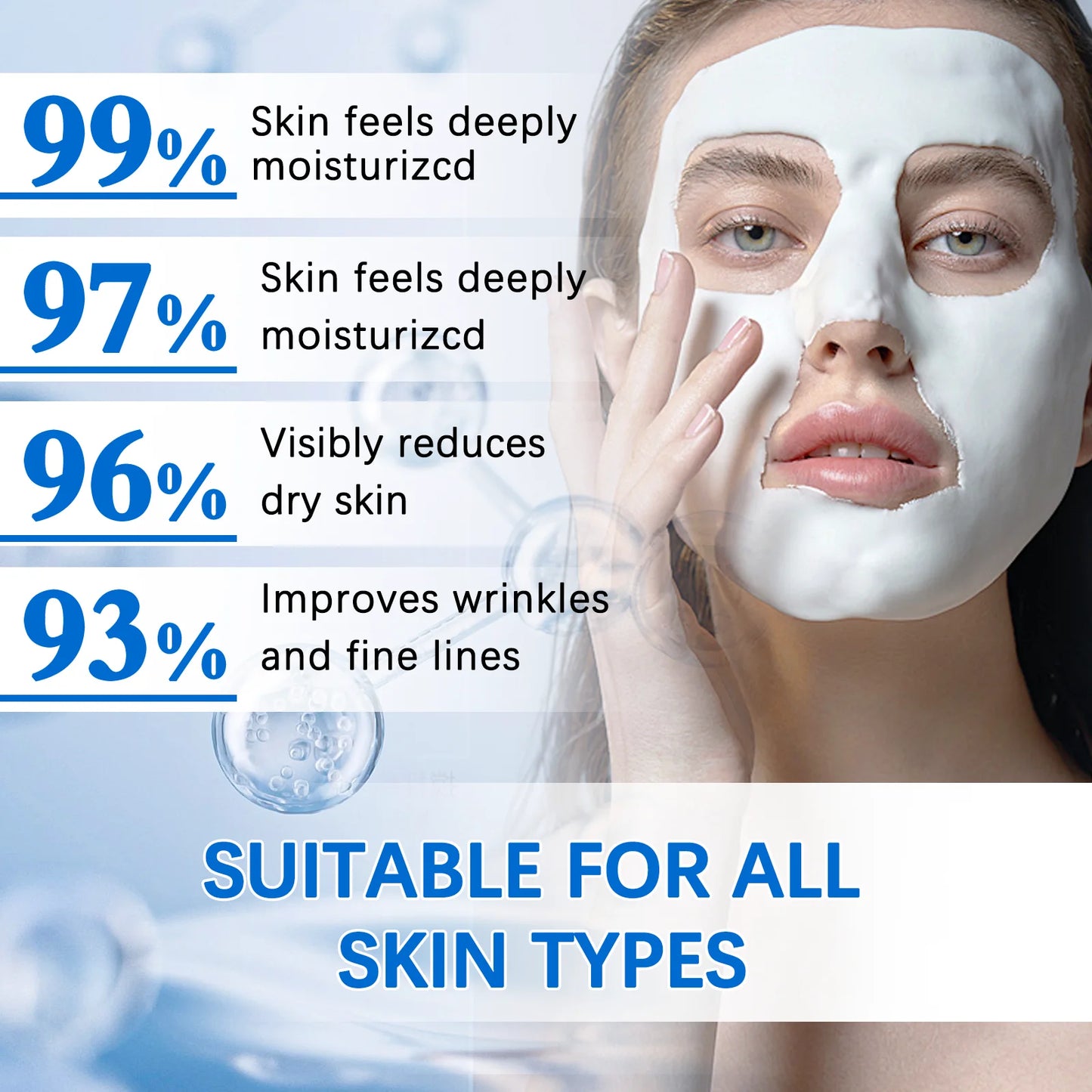 100g Hyaluronic Acid Face Mask Powder – Hydrating, Smoothing & Brightening, Nourishing, Anti-Wrinkle Skin Barrier Repair with Spoon