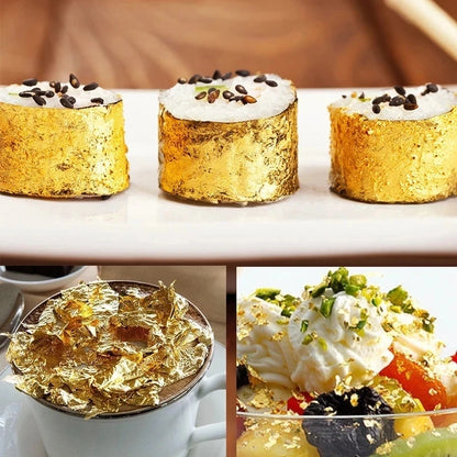 Aomily 100 Sheets 9x9cm Pure Gold Leaf Sheets – Shiny Gilding Foil for Furniture, Wall Decor & Handicraft Decoration Crafts