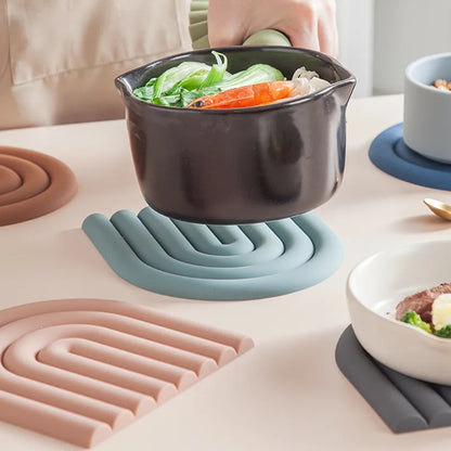 Rainbow Silicone Table Mat Coaster - Multifunctional Pot Holders for Kitchen, Heat Resistant Pan Pads, Hot Dishes Potholder Placemat