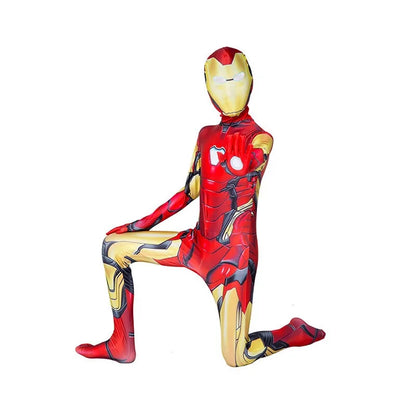 Halloween Hero Bodysuit - Stretchy Full-Body Jumpsuit with Head Cover for Cosplay Parties