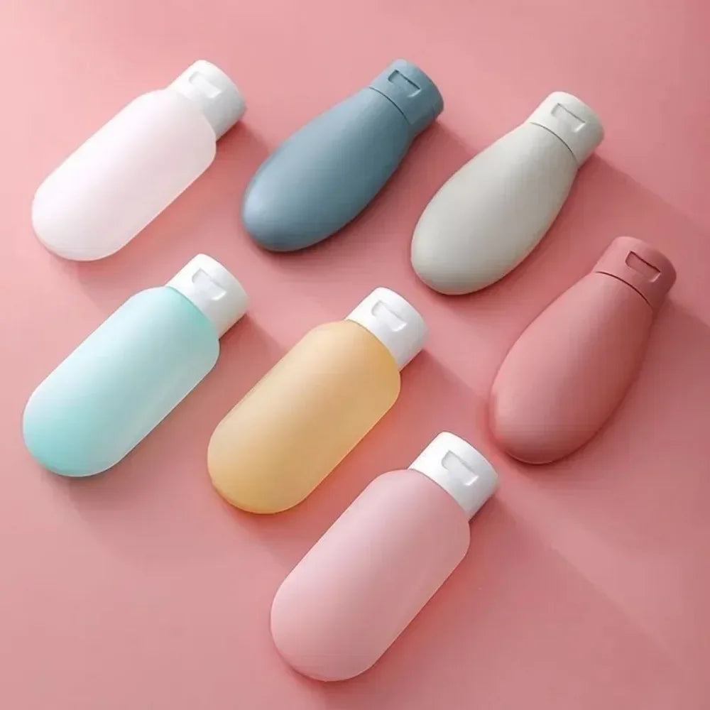 3/4 Pcs 60ml Travel Refillable Silicone Bottles - Empty Lotion, Shampoo & Cosmetic Squeeze Containers for Makeup