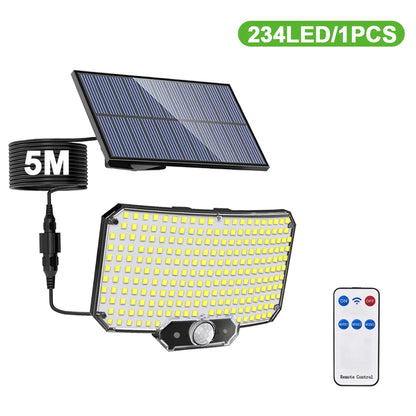 Solar LED Motion Sensor Security Flood Light, 226–280 LED IP65 Waterproof Outdoor Split Wall Lamp with 3 Lighting Modes