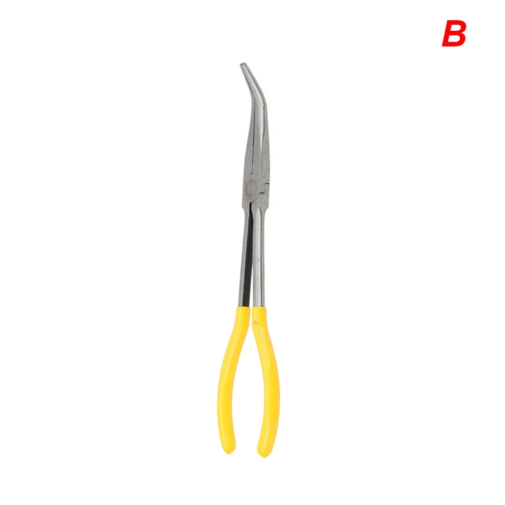 DIY Extra Long Nose Pliers – Straight & Bent Tip Mechanic Hand Tool for Car Maintenance, Spanner & Clip Removal Kit