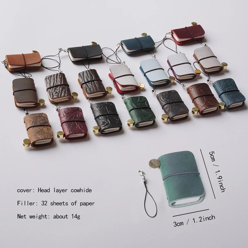 Ultra Mini Retro Leather Notebook – Traveler’s Manual Diary, 32 Sheets, 64 Pages, Decorative Notepad