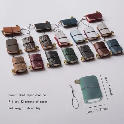 Ultra Mini Retro Leather Notebook – Traveler’s Manual Diary, 32 Sheets, 64 Pages, Decorative Notepad