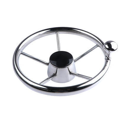 11" Stainless Steel 5-Spoke Boat Steering Wheel with Knob | 25° Marine Yacht Accessory
