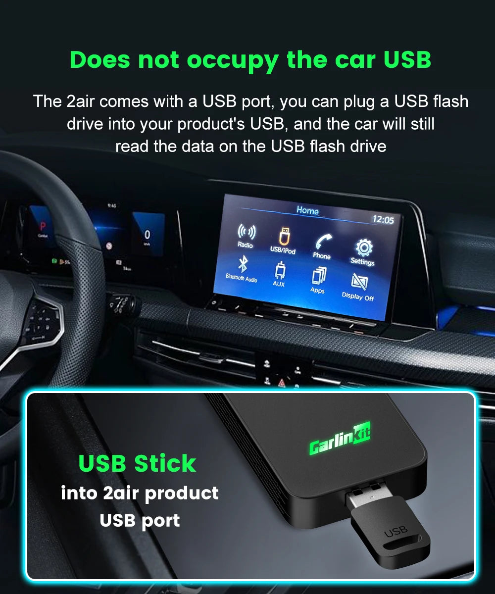 CarlinKit 5.0 & 4.0 Wireless CarPlay & Android Auto Adapter — Waze, Music, Spotify for Audi, Golf, Peugeot, Mazda, KIA, Mercedes, MG