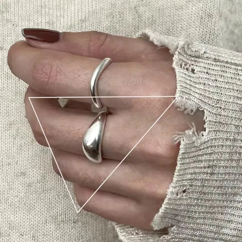 VENTFILLE 925 Sterling Silver Adjustable Ring – Vintage Hollow Line Punk Hip Hop Couple Jewelry