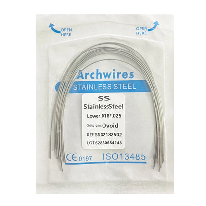 10PCS Dental Orthodontic Arch Wire Set - Stainless Steel Round & Rectangular Dentist Ovoid Form Material