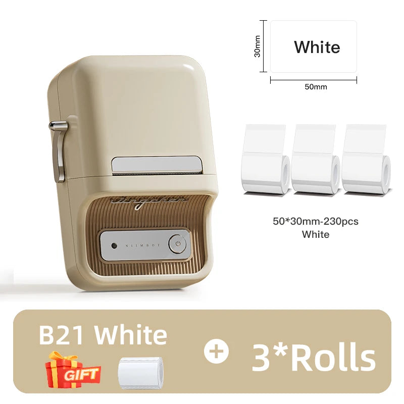 NIIMBOT B21 Portable Thermal Printer – 1500mAh Wireless Sticker Printer with Self-Adhesive Labels for Barcode, Clothing & Jewelry