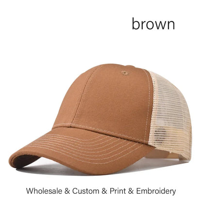 Custom Embroidered Baseball Cap - DIY Logo Mesh Hat for Men & Women, Adjustable Cotton Unisex Cap