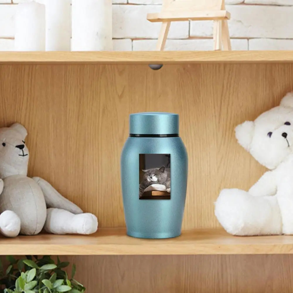 Multi-Colored Stainless Steel Pet Urn – Dog, Cat, Bird, Mouse Cremation Ashes Jar, Sealed Memorial Souvenir