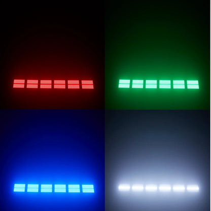 60W Mini LED RGB Strobe Light – 3-in-1 8-Partition + White 8000K DMX DJ Wash Bar for Stage Lighting Effects