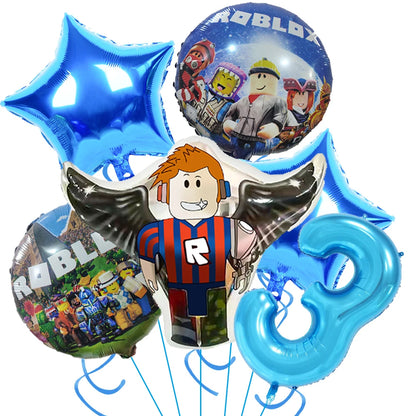 Roblox Birthday Party Supplies — Balloons, Disposable Tableware & Backdrop for Kids’ Party or Baby Shower