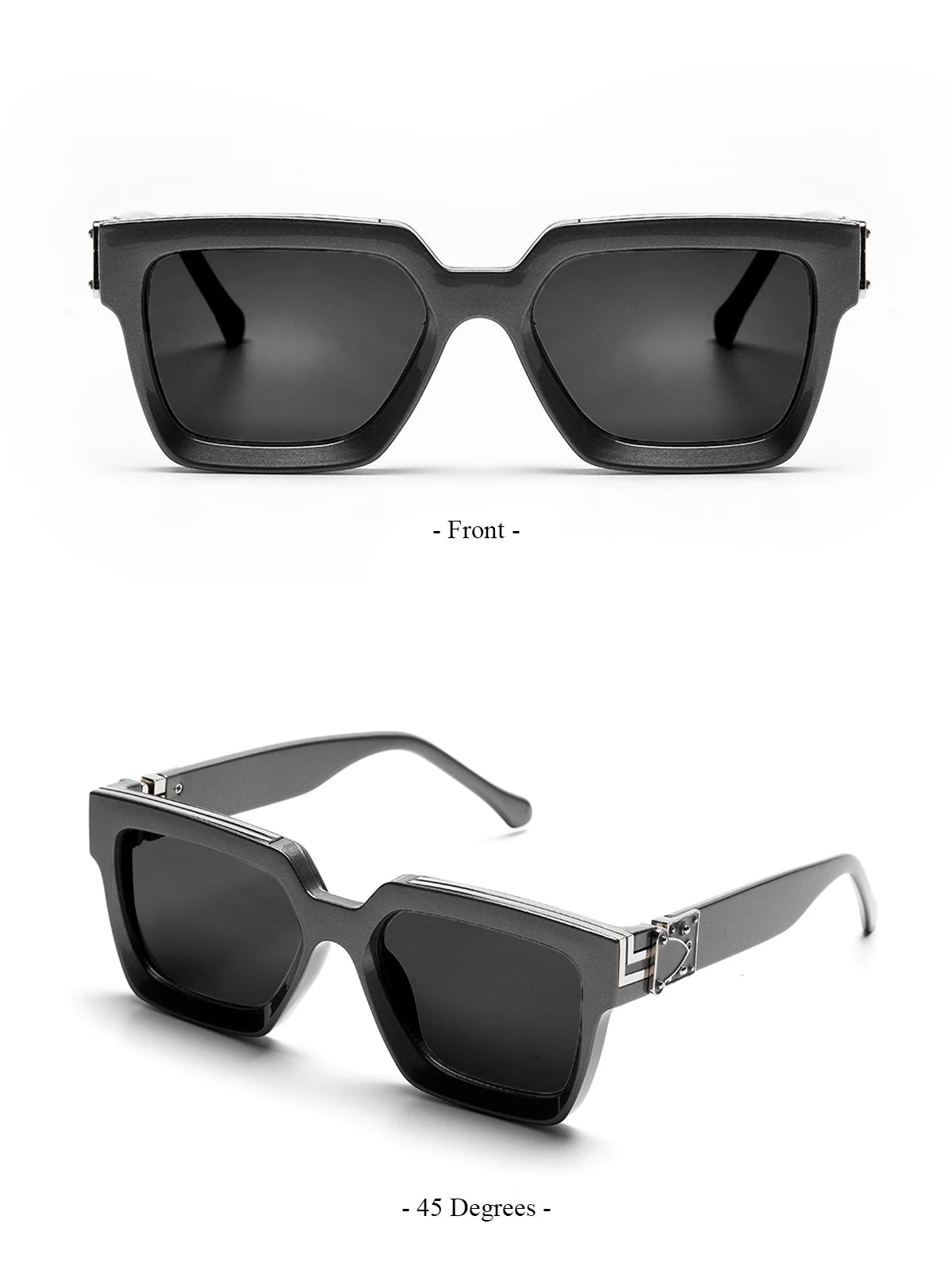 Ruiao Retro Black Millionaire Sunglasses – Luxury Square Designer Shades for Men & Women (2024)
