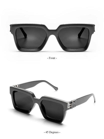 Ruiao Retro Black Millionaire Sunglasses – Luxury Square Designer Shades for Men & Women (2024)