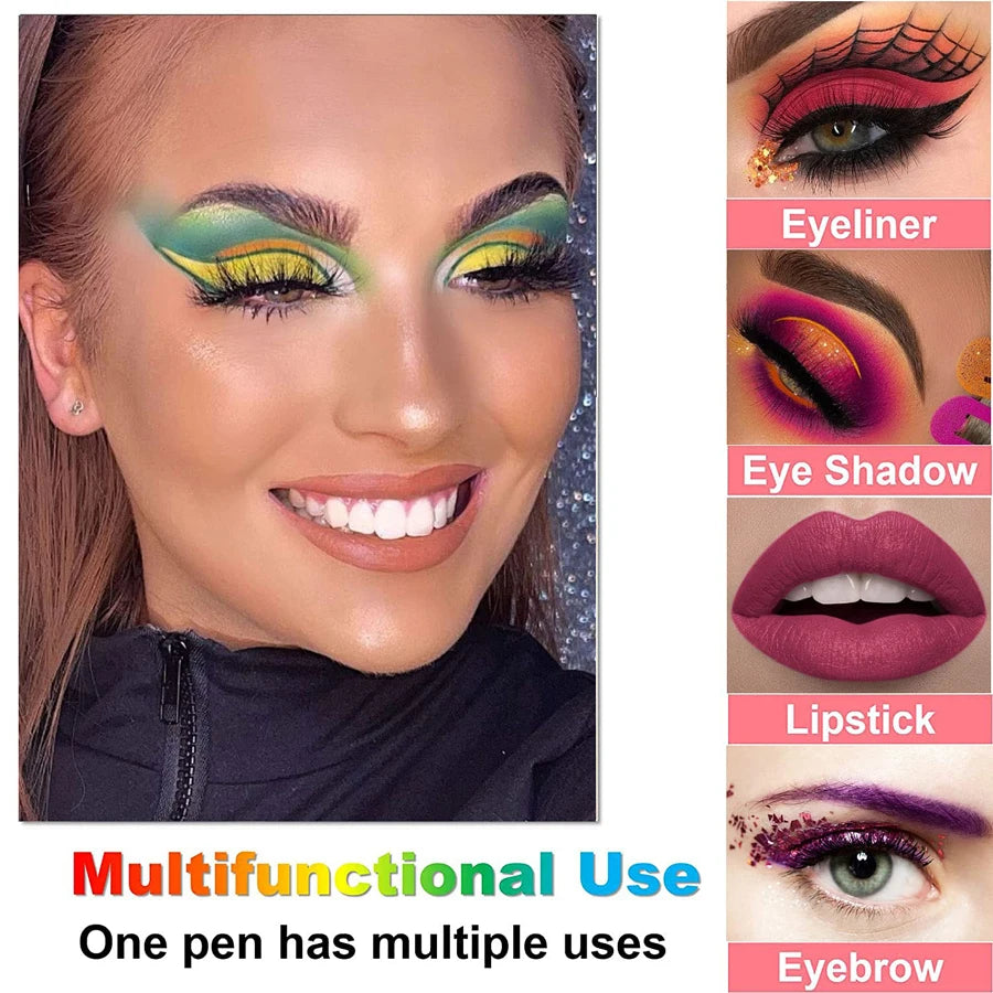 14 Color Metallic Eyeliner Pen – High Pigmented, Pearly Shimmer, Smokey & Punk Style, Long-Lasting & Waterproof