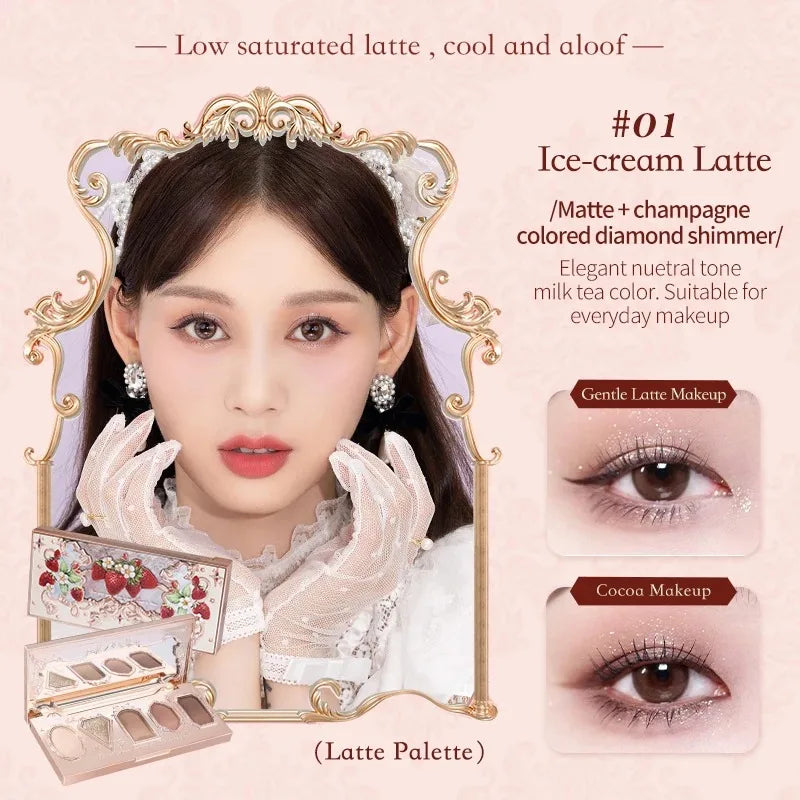Flower Knows Moonlight Mermaid Eyeshadow Palette – 5-Color Matte, Shimmer & Glitter Waterproof Eye Shadow