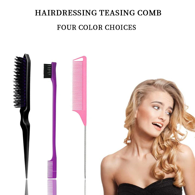 3PCS Double-Sided Edge Control Brush Set – Hair Styling Brushes, Oil-Baked Comb, Styling Partition Comb Accessories