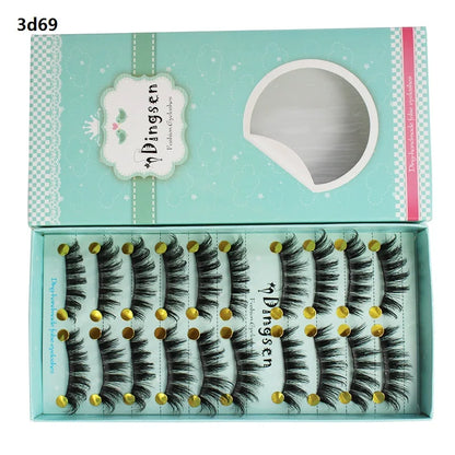 DINGSEN 10 Pairs Handmade Eyelash Fans – Individual False Lashes for Beauty & Makeup, Factory Price