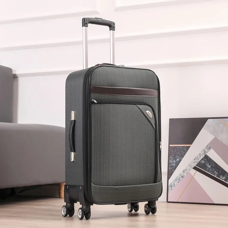Ex Canvas Travel Suitcase – Trendy Fashionable Rolling Luggage with Combination Lock & 360° All-Direction Wheels for Business Travel